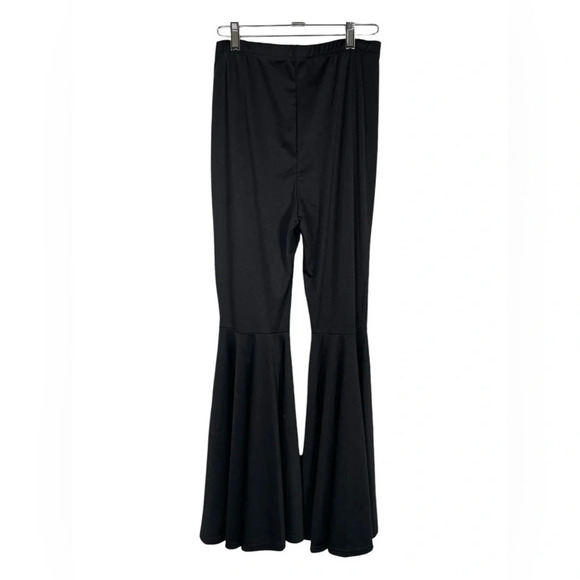 LYANER Casual High Waist Ruffle Flare Pants Wide Leg Solid Stretchy Bell Bottom - Picture 6 of 14